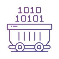 Binary coding inside a wheelbarrow denoting concept icon of data mining vector