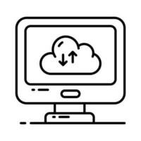 Two arrows pointing opposite direction indicating the synchronization or transfer of data between multiple devices or locations vector