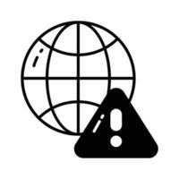 World globe with exclamation mark denoting global economy warning vector design