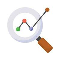 Growth chart under magnifier depicting vector design of business analysis