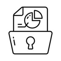 Pie chart on page with keyhole showing concept vector of secure data analysis