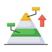 Triangle shape graph, vector design of pyramid infographics, pyramid chart icon