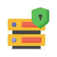 Protection shield with data server showing concept of data server security vector