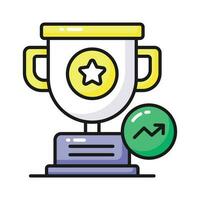Trophy cup with growth chart showing concept icon of success chart vector