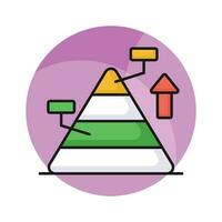 Triangle shape graph, vector design of pyramid infographics, pyramid chart icon