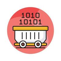 Binary coding inside a wheelbarrow denoting concept icon of data mining vector