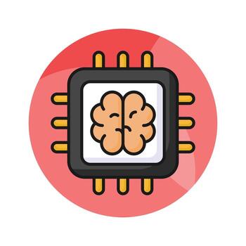 cerebro con pastilla, ai procesador concepto vector en de moda estilo, Listo a utilizar icono