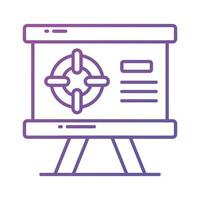 tarta gráfico en tablero demostración concepto icono de presentación junta, fácil a utilizar icono vector