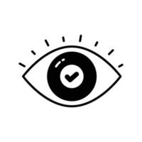 Check mark inside eye, trendy vector of business monitoring, editable icon