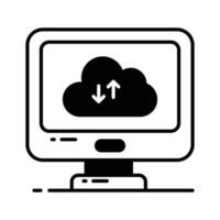 Two arrows pointing opposite direction indicating the synchronization or transfer of data between multiple devices or locations vector