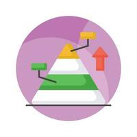 Triangle shape graph, vector design of pyramid infographics, pyramid chart icon