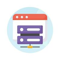 Web Page with data server denoting web hosting concept vector, web server icon vector