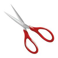 Vector of scissors with red plastic handles, open isolated on a white background. vector illustration