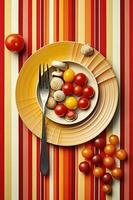 Colorful Plate of Food with Vegetables and a Fork photo