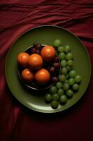 Fresh and healthy fruit arrangement on a plate photo