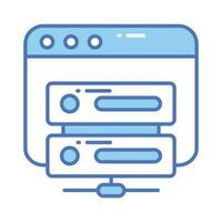 Web Page with data server denoting web hosting concept vector, web server icon vector