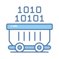 Binary coding inside a wheelbarrow denoting concept icon of data mining vector