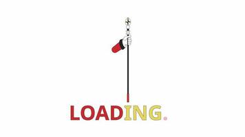 Royal scepter hitting floor line 2D loading animation. Tapping renaissance walking staff animated cartoon linear character hand 4K video loading motion graphic. Holding king wand download process gif