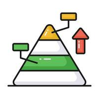 Triangle shape graph, vector design of pyramid infographics, pyramid chart icon