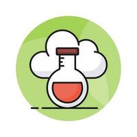 Cloud with flask showing concept vector of cloud experiment, customizable design