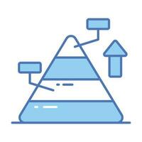 Triangle shape graph, vector design of pyramid infographics, pyramid chart icon