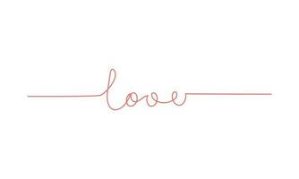 Vector love word continuous line art drawing text one single hand drawn minimalist typography