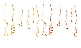 Vector set of red and gold ribbons on white background