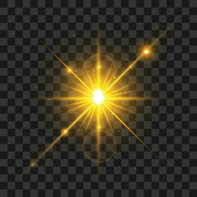 Vector golden light. shining particles, bokeh, sparks, glare with a highlight effec