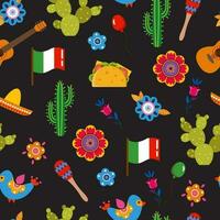 Seamless pattern with traditional elements for the holiday Cinco de mayo. Design for fabric, textile, wallpaper, packaging. vector