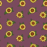 Seamless pattern with sunflowers. Sunny flowers. Design for fabric, textile, wallpaper, packaging. vector