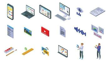 UX Designer icons set isometric vector. System ui vector