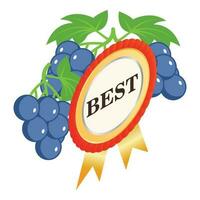 Organic grape icon isometric vector. Ripe grape bunch with leaf and best sign vector