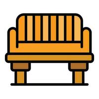 Wooden bench icon vector flat