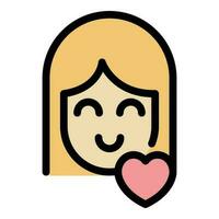 Girl healthy heart icon vector flat