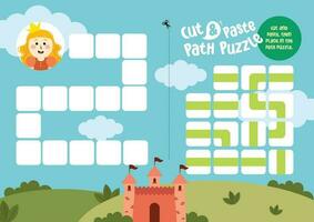 flat design vector path maze puzzle game for kids activity printable