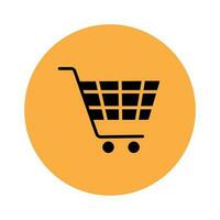 Shopping cart icon on orange background vector