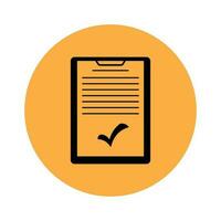 Check mark document icon on orange background vector