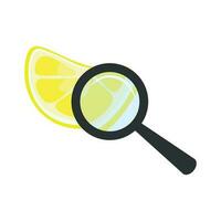 Lemon with magnifying glass vector