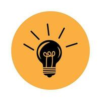 Glowing light bulb icon on orange background vector