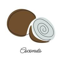 Vector illustration of coconut with lettering