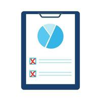 Document icon with pie chart and red crosses vector