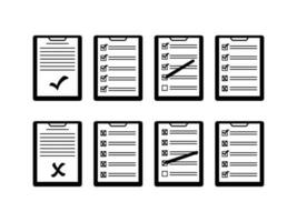 Set of document icons marked with checkmarks and crosses vector