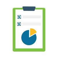 Document with pie chart and blue crosses vector