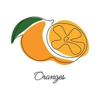 Vector illustration of an orange with a lettering