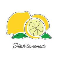 Lemons drawn in one line with the inscription vector