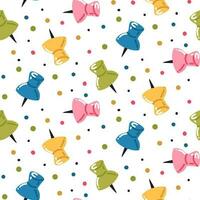 Seamless vector pattern with colored stationery buttons, office and school stationery background on a white background. Packaging for school, office, university. Back to school