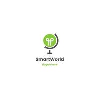 world smart logo, idea world logo design on isolated background vector