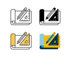 Art drawing tool icon vector design in 4 style line, glyph, duotone, and flat.