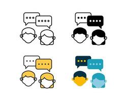 discussion icon element vector design in 4 style line, glyph, duotone, and flat.