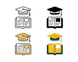 education icon vector design in 4 style line, glyph, duotone, and flat.